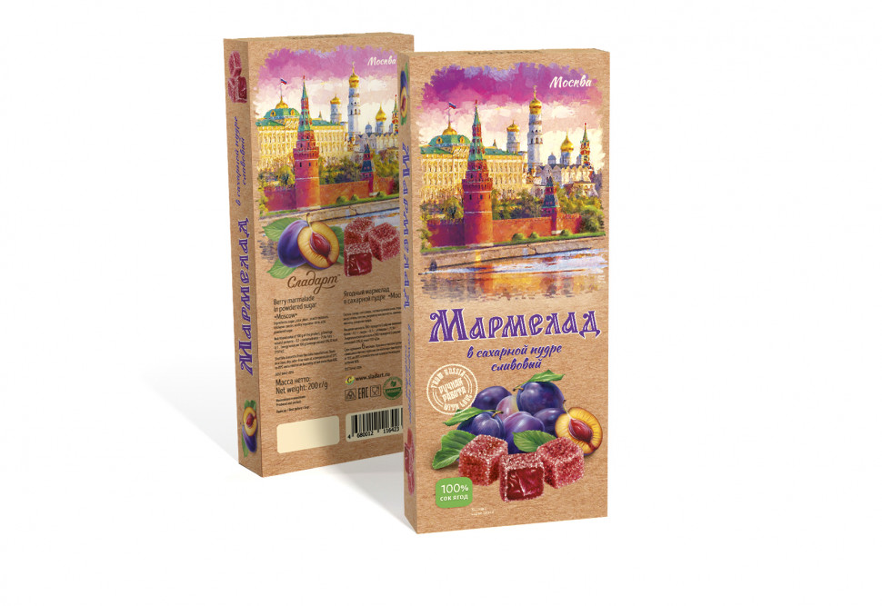  Сладарт Мармелад Сливовый МОСКВА в сахарной пудре (642), 200г   в Апшеронске