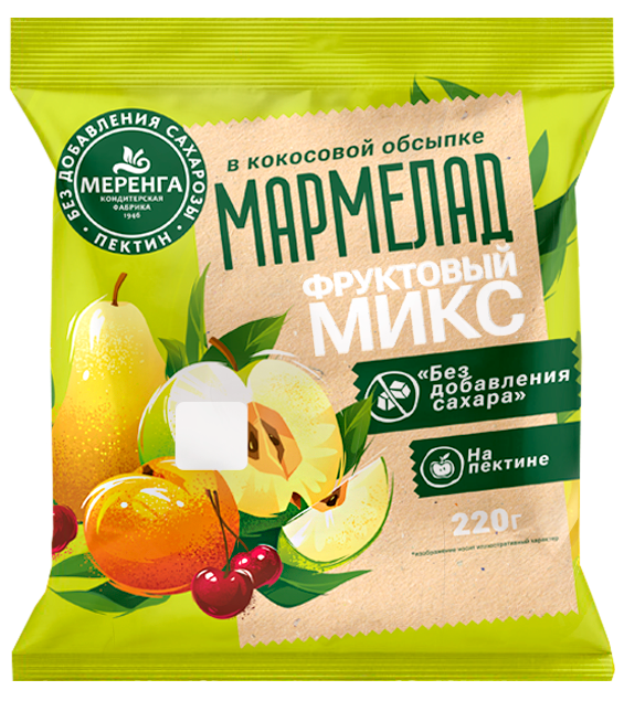  Меренга Мармелад без сахара в кокосовой обсыпке Фруктовый микс, 220г   в Апшеронске