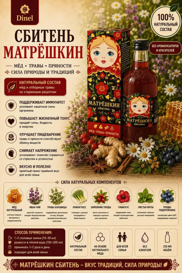 №2 Сбитень Матрёшкин, 250мл  в Апшеронске